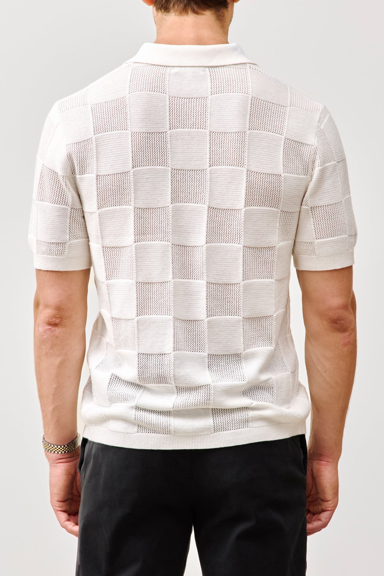 BRADLEY COTTON CASHMERE CHECKERED POLO