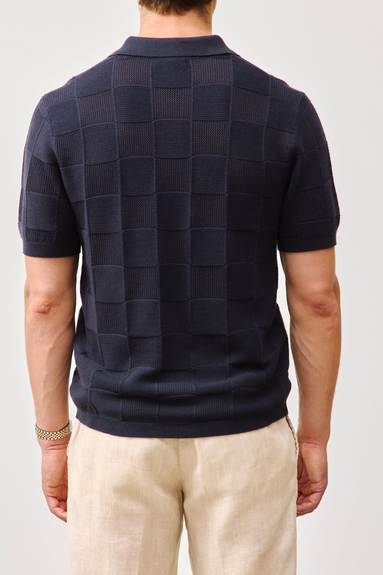 BRADLEY COTTON CASHMERE CHECKERED POLO